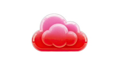 Glossy Red Cloud Icon on White Background