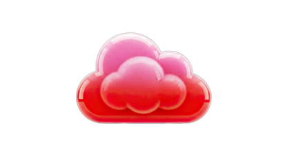 Glossy Red Cloud Icon on White Background