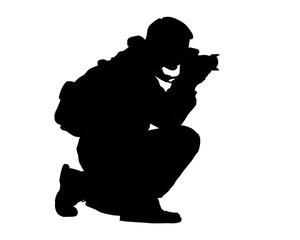 Photographer Kneeling Silhouette