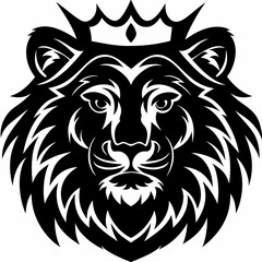 Obraz premium King Lion Head With Crown Vector Graphic