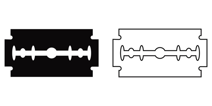 Sharp Razor Blade Vector Icons: Set of Shaving Tool Outlines and Silhouettes. Minimalist Barber Shop 
Symbols and Grooming Graphic Elements Isolated on White Background.