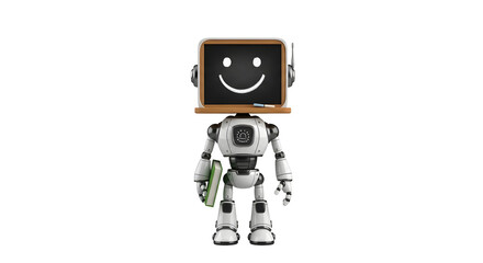 Robot with television head and smiling face