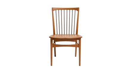 A wooden chair with a woven seat and slatted backrest