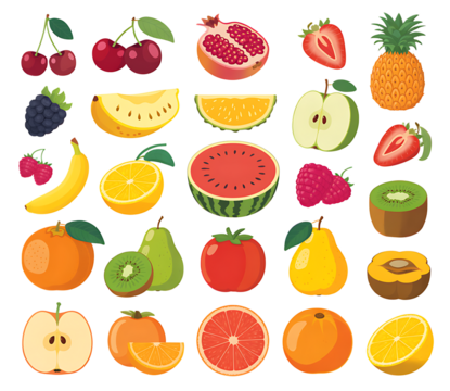 Vibrant assortment of fresh fruits on a dark background - Powered by Adobe