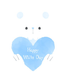 ホワイトデー　水色のハートを持った鼠のイラスト