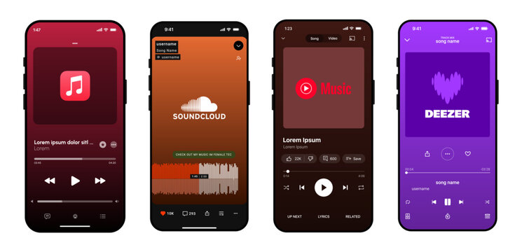 Music Streaming App Interfaces on iPhone UI
Apple Music, SoundCloud, YouTube Music and Deezer Mobile Screens Showcase