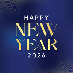 Happy new year 2026 in blue gradient background