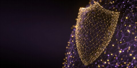 Glowing digital shield structure represents abstract data protection concept