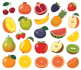 A vibrant assortment of fresh fruits on a black background