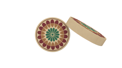 Oval decorative inlay box with intricate floral pattern