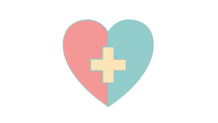 Obraz premium symbolic heart with medical cross divided into pastel pink and blue halves representing health and