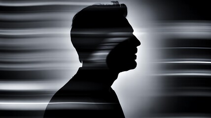 Blurry silhouette of a man's head in motion