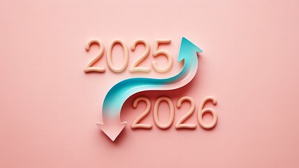2025 to 2026 year comparison with contrasting arrows