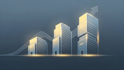 Futuristic Smart City Growth Concept with Neon Outlines