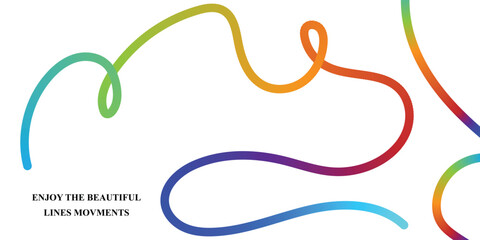 Wave Color Lines Pattern Abstract Background with Gradient Curve Rainbow Ribbons Vector