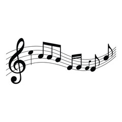Musical notes and treble clef forming a flowing melodic line