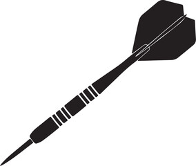 Black and White Dart with Feathered Tail and Ringed Barrel also transparent background