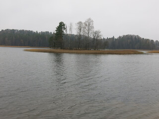 foggy autumn lake in a National Park in the Smolensk Region, Russia
