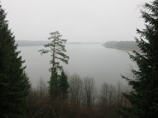 foggy autumn lake in a National Park in the Smolensk Region, Russia