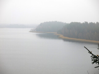 foggy autumn lake in a National Park in the Smolensk Region, Russia