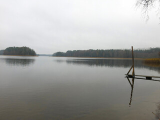 foggy autumn lake in a National Park in the Smolensk Region, Russia