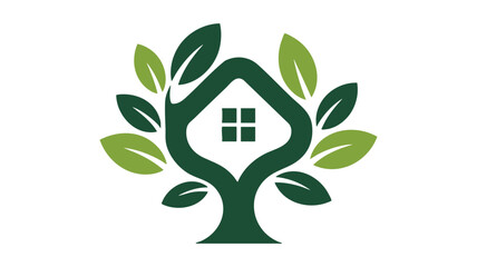 Tree with house symbol Vector
