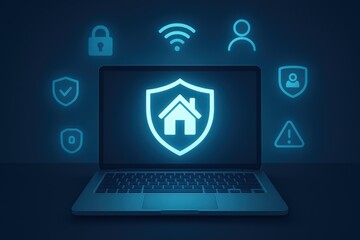 Cybersecurity measures for home networks digital world graphic design online environment conceptual viewpoint