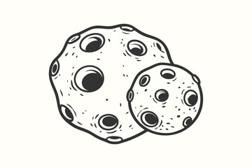 Stylized Meteors Duo Streaking, Space Debris, Black & White Monochrome, Comet