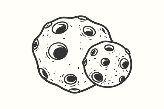 Stylized Meteors Duo Streaking, Space Debris, Black & White Monochrome, Comet