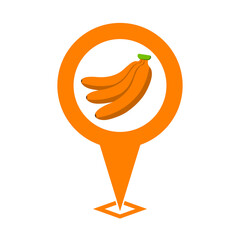 orange cute banana location pin icon