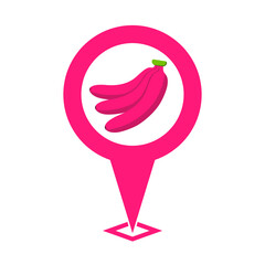 pink cute banana location pin icon