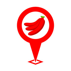 red cute banana location pin icon