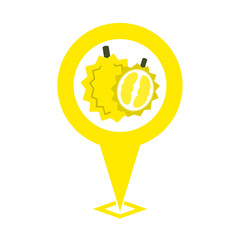 yellow cute durian location pin icon
