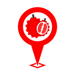 red cute durian location pin icon