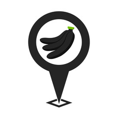 black cute banana location pin icon