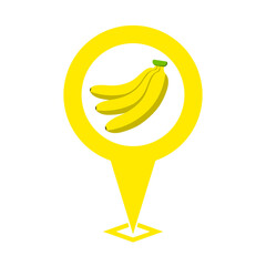 yellow cute banana location pin icon