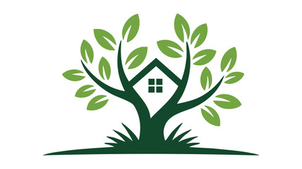 Tree with house shaped canopy Vector