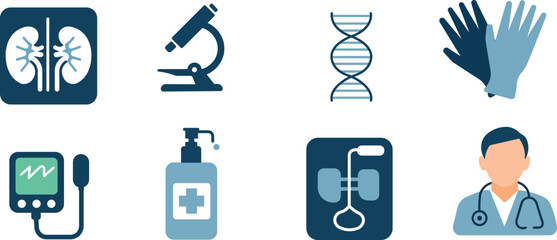Flat Medical and Science Icons Collection for Healthcare and Research