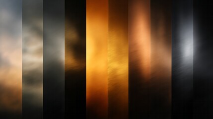 Vertical panels display various metallic textures and color gradients in a modern abstract composition