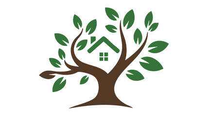 Tree with house symbol Vector