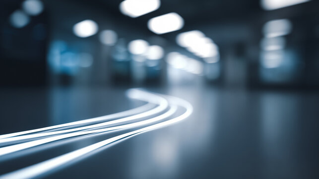 A futuristic abstract of illuminated streaks of light tracing a dynamic path through a sleek, modern space, offering a sense of forward momentum and technological innovation.