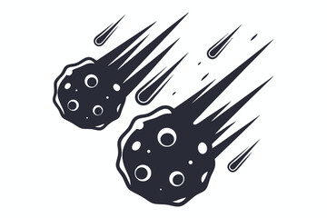 Monochrome Meteor with Visible Craters and Debris Streaks isolated on White Background © Shipon