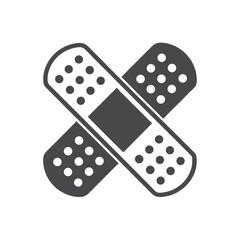 Crossed Adhesive Bandages Icon, Gray Plasters, Medical Cross Symbol, Care, and Protection