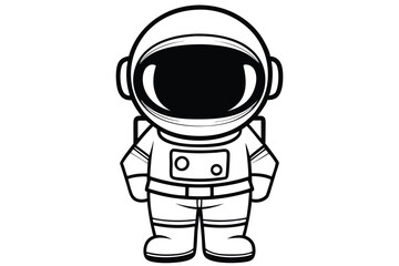 Silhouette Astronaut Full Body Suit with Helmet, Space, Cosmos, Exploration Concept
