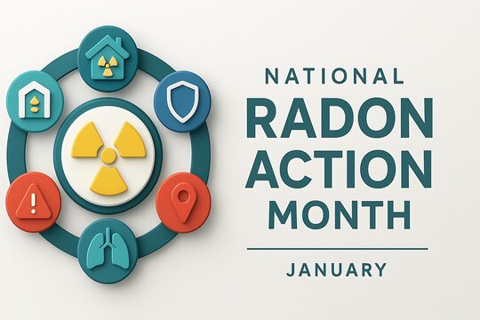 National radon action month january awareness graphic