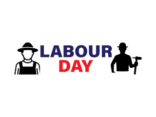 Labour Day celebration with bold text on black background