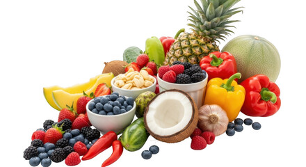 Fresh fruits and vegetables with nuts