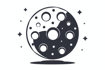 Cartoon Monochrome Meteorites or Asteroids Floating in Space Isolated on White Backdrop © Shipon