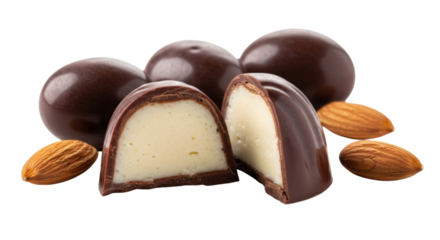 Chocolate almond praline candy transparent background cutout png