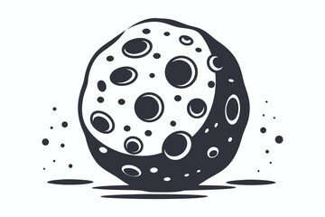 Stylized Lunar Surface Silhouette with Craters and Small Debris on White Ground